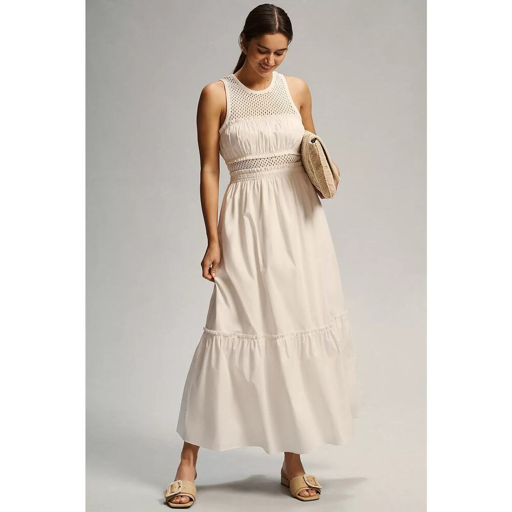 Anthropologie Mare Mare Smocked Tiered Maxi Dress sz L